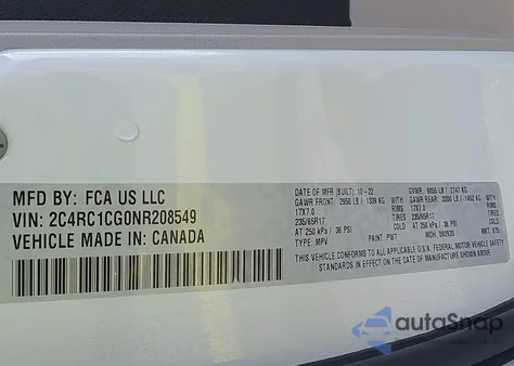 2022 Chrysler Voyager Lx z USA, uszkodzony, nr VIN 2C4RC1CG0NR208549